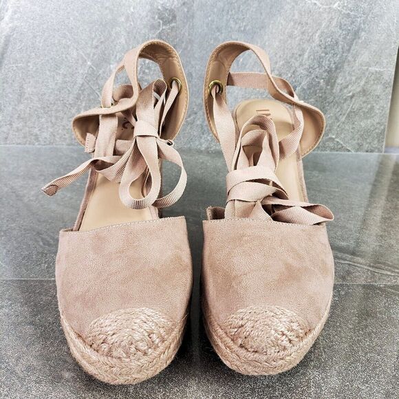 INC Shoes Womens 11 M Maisie Tan Lace-Up Espadrille Wedge Sandals Ankle Wrap Tie - Picture 5 of 13